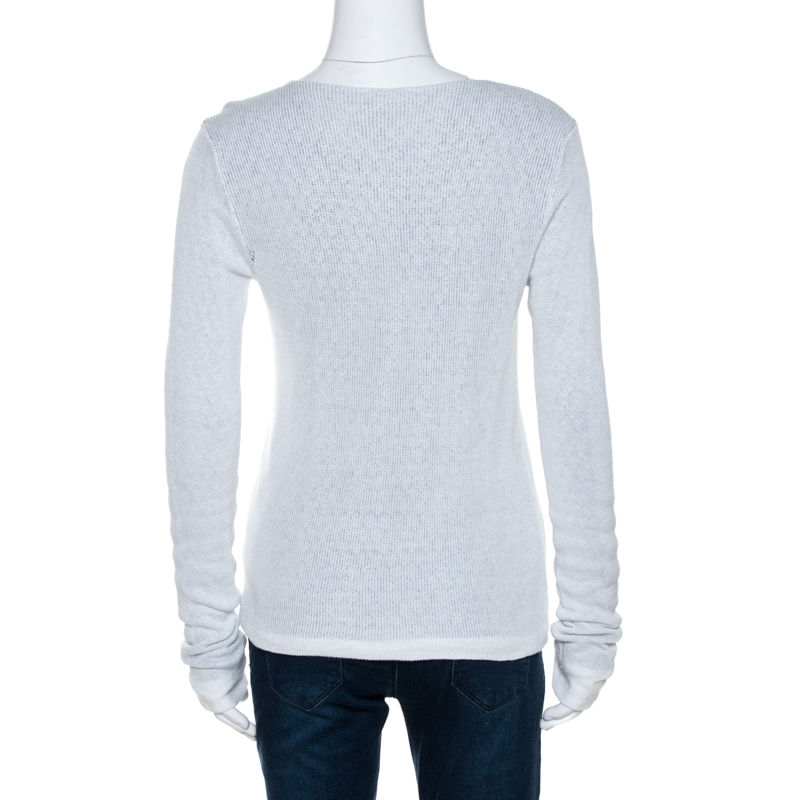 Emporio Armani White Knit Button Front Cardigan S