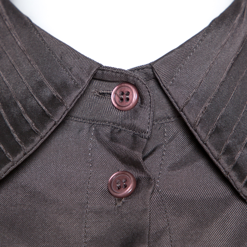 Emporio Armani Taupe Silk Collar Detail Shirt S
