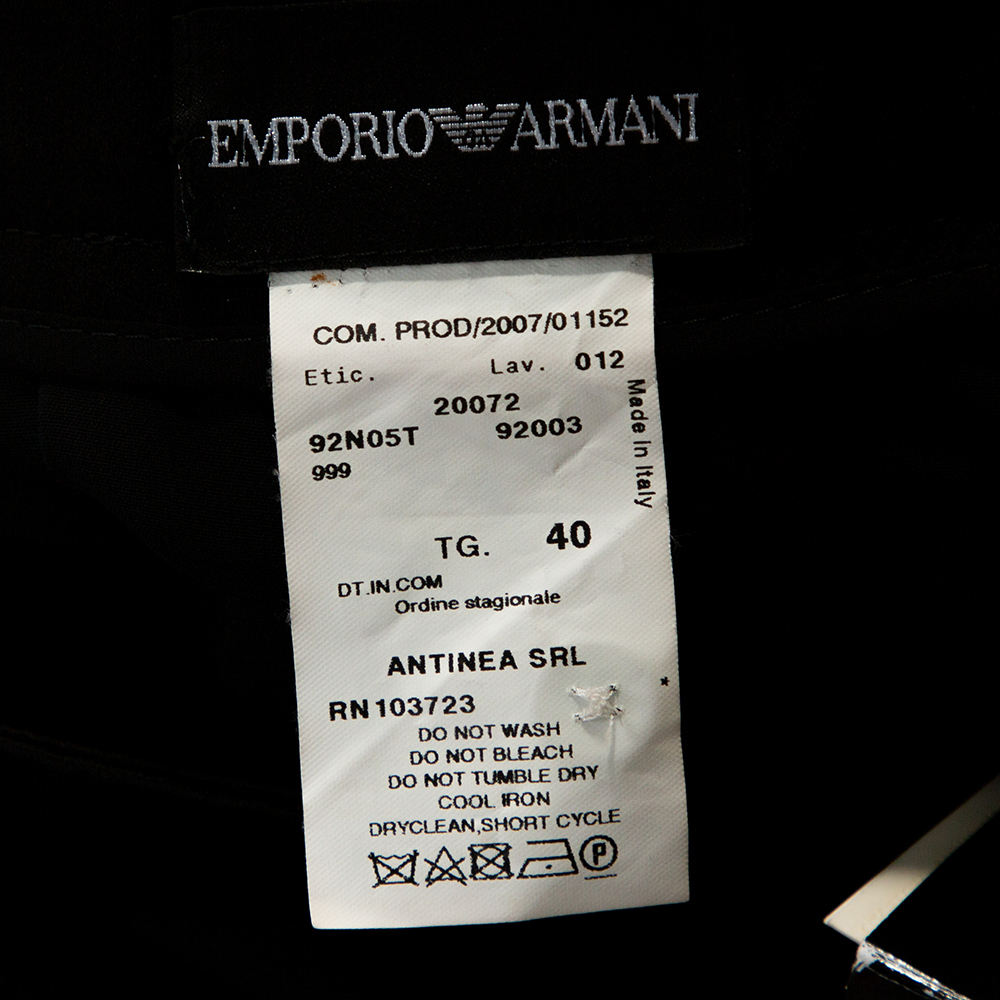 Emporio Armani Black Crepe Draped Knot Detail Mini Skirt S