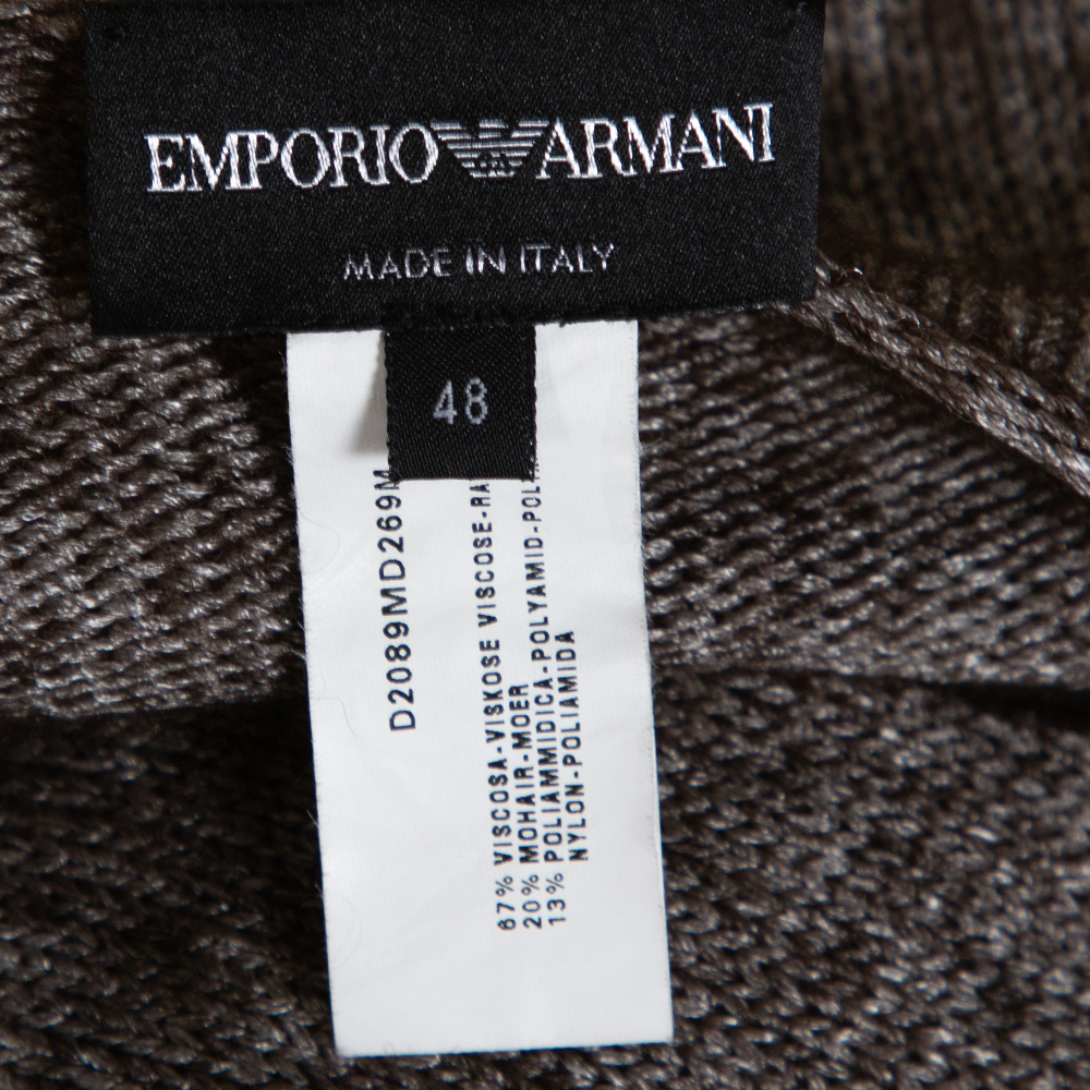 Emporio Armani Brown Mohair Blend Marl Knit Cardigan L