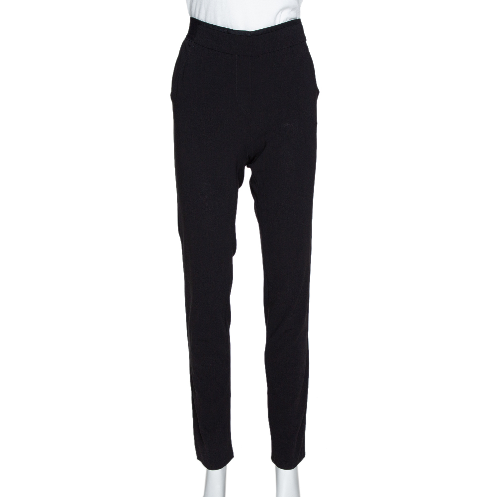 Image of Emporio Armani Black Stretch Wool Elasticized Waist Trousers M