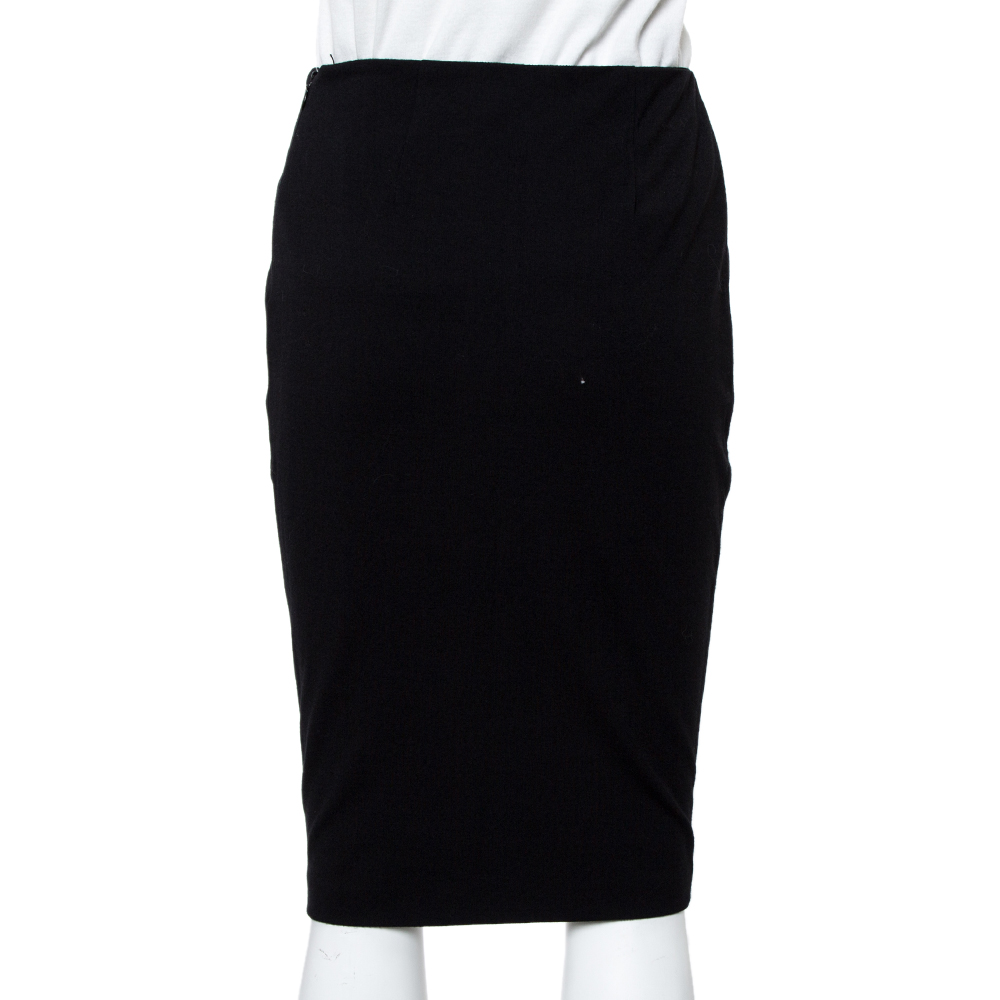 Emporio Armani Black Jersey Pleat Front Pencil Skirt S