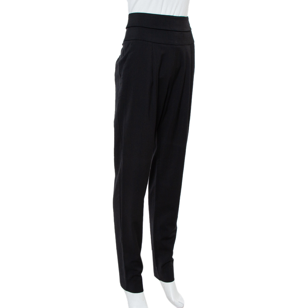 

Emporio Armani Black Wool High Waist Tapered Trousers