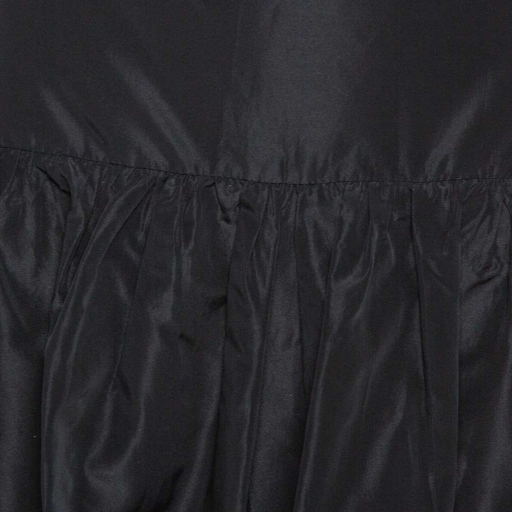 Emporio Armani Black Taffeta Gathered Short Skirt L