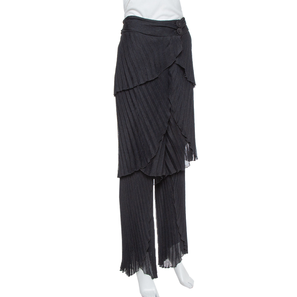 

Emporio Armani Black Plisse Layered Pants