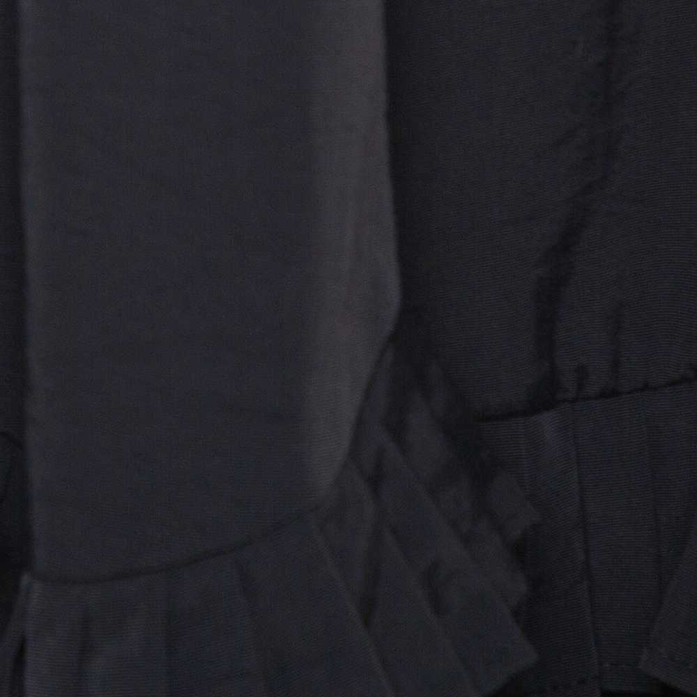 Emporio Armani Black Faille Ruffled Midi Skirt S