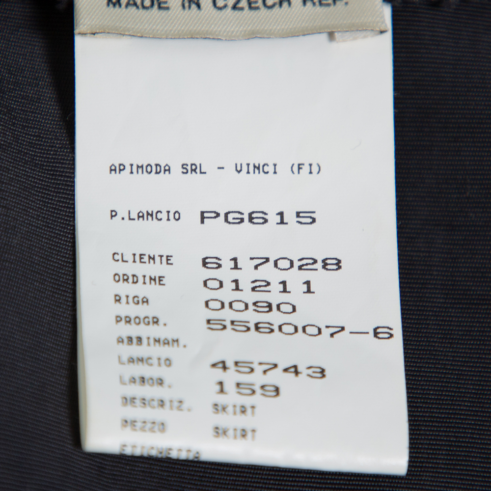 Emporio Armani Black Faille Ruffled Midi Skirt S