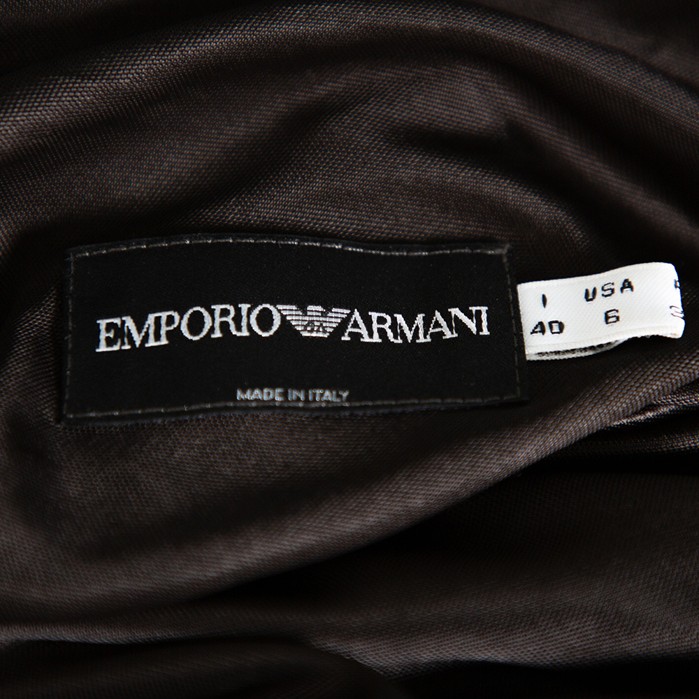 Emporio Armani Black Jersey Button Detail Oversized Top S
