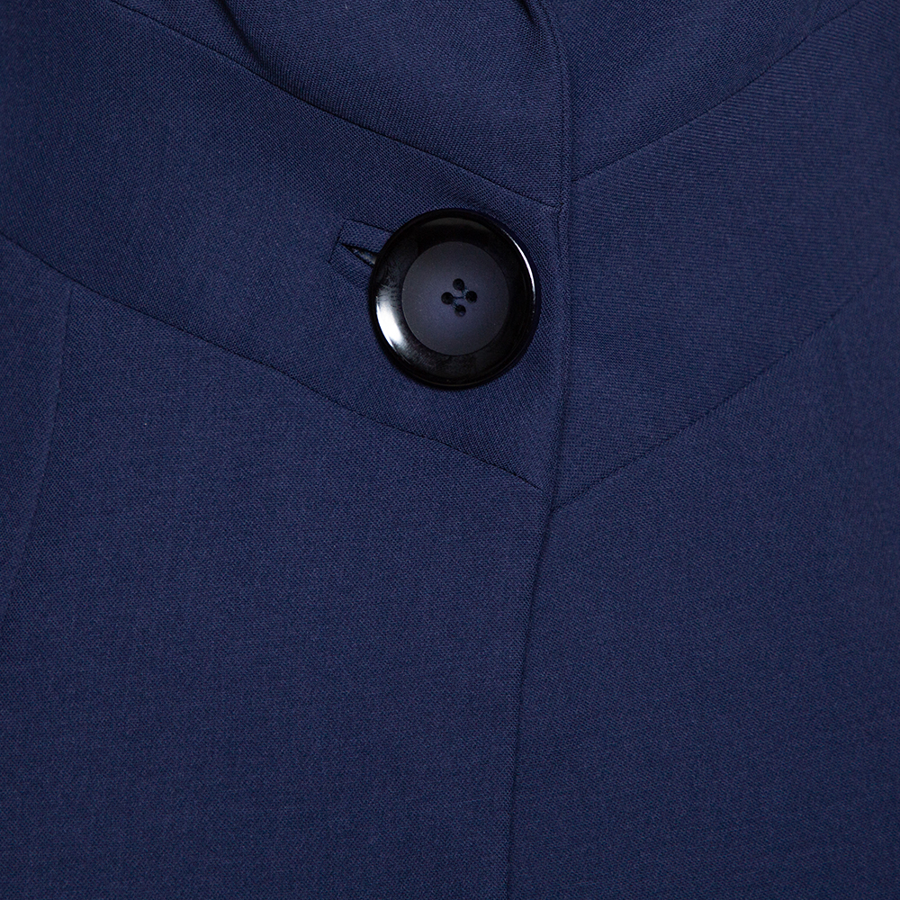 Emporio Armani Navy Blue Crepe Paneled Button Front Blazer M