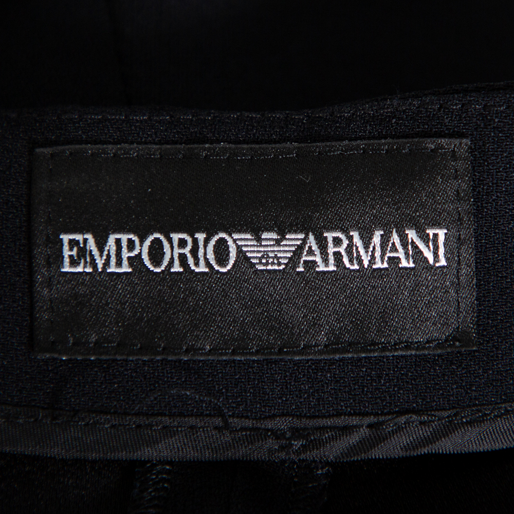 Emporio Armani Black Crepe Tapered Leg Trousers S