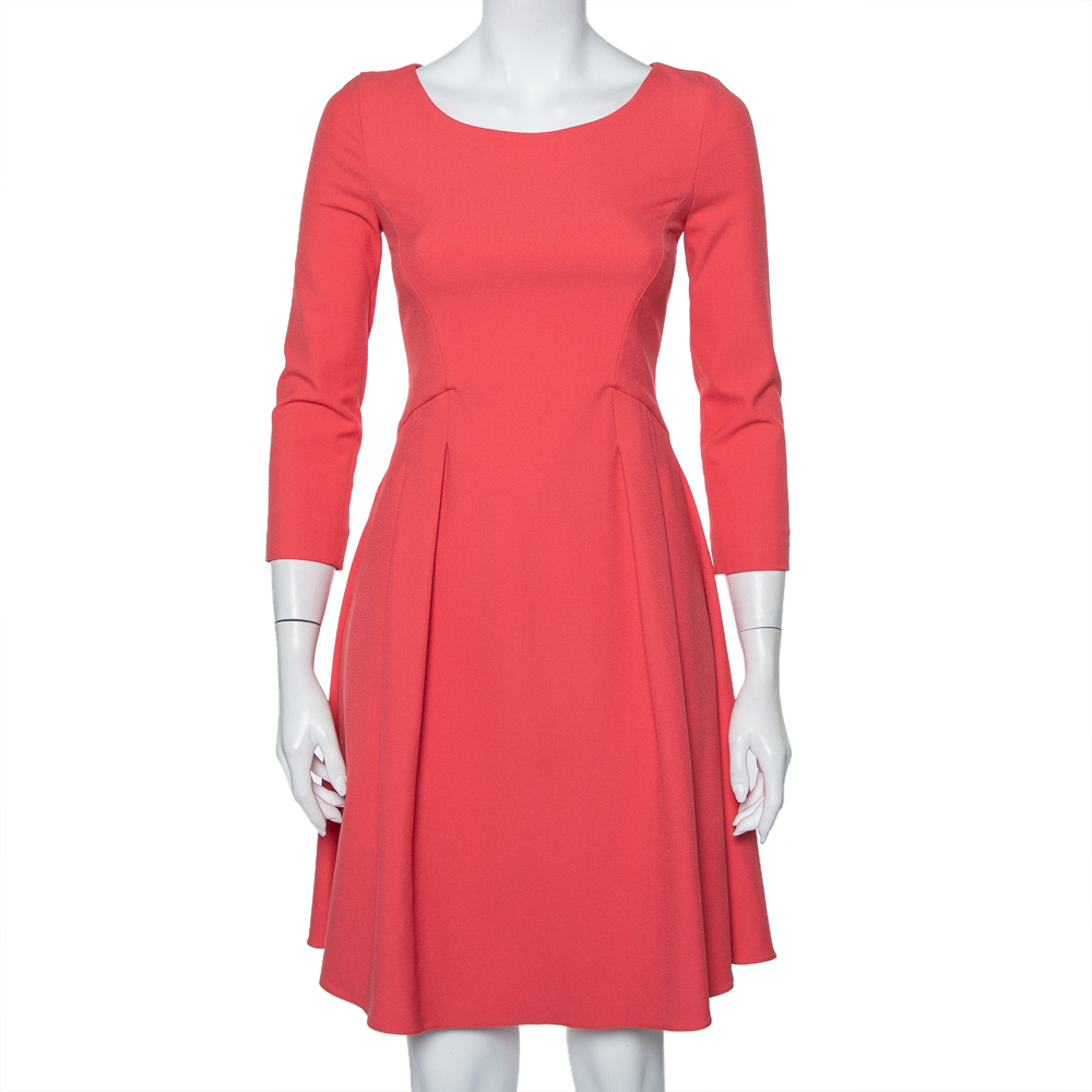 Emporio Armani Pink Crepe Pleated Detail Mini Dress S