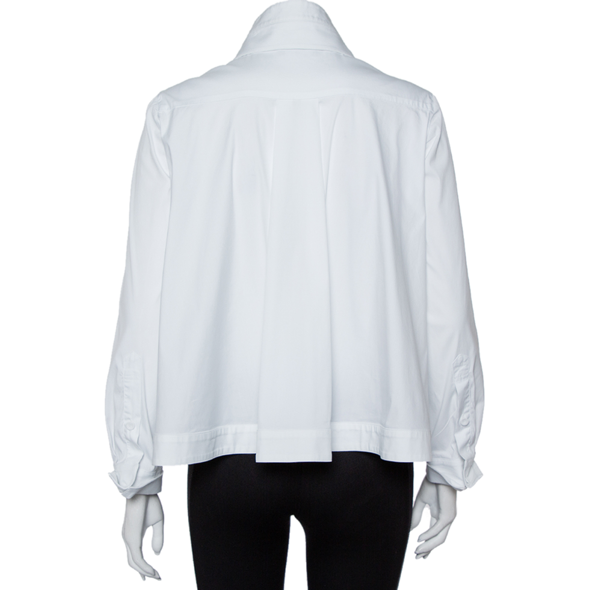 Emporio Armani White Cotton Extended Collar Detail Button Front Boxy Shirt M