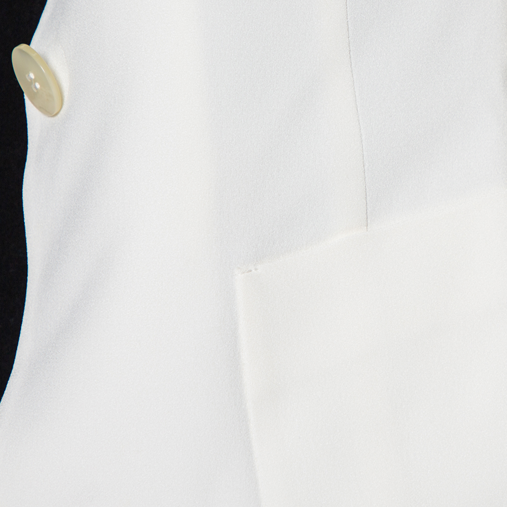 Emporio Armani White Crepe Button Front Blazer S