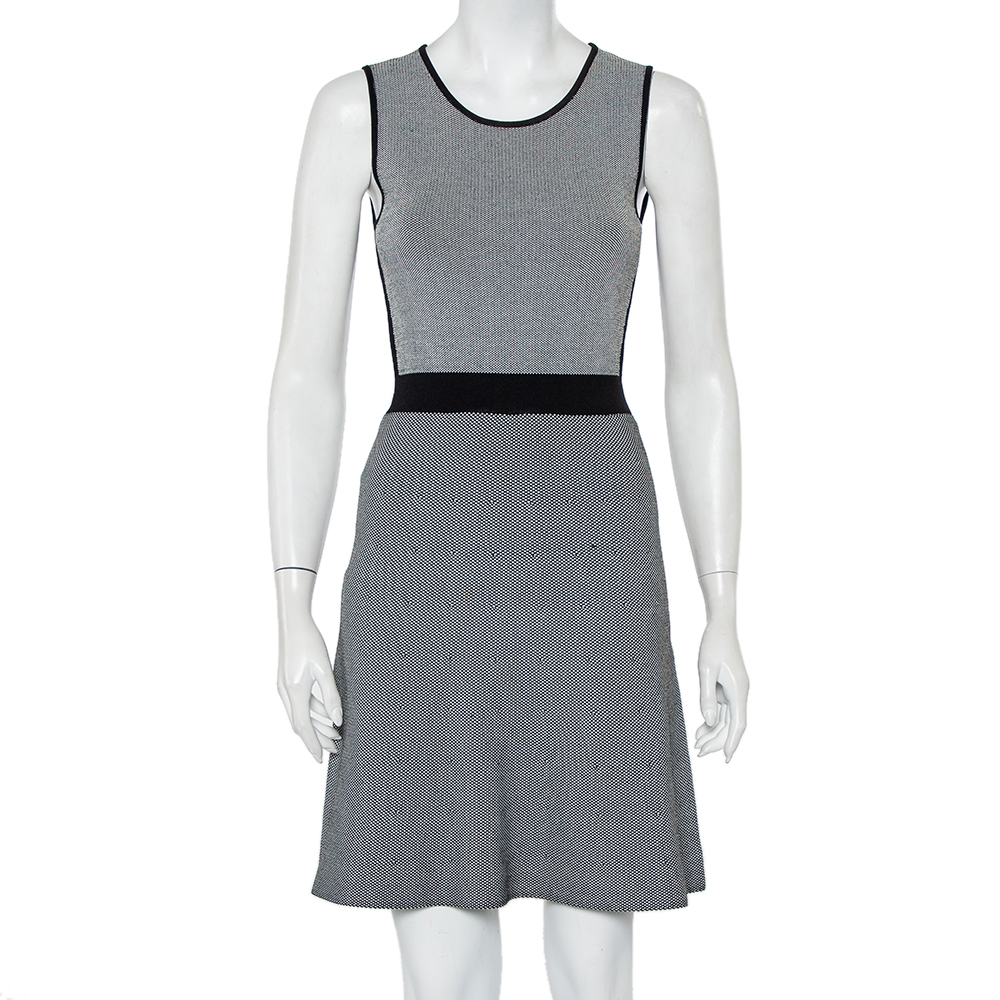 

Emporio Armani Monochrome Patterned Knit Skater Dress, Black