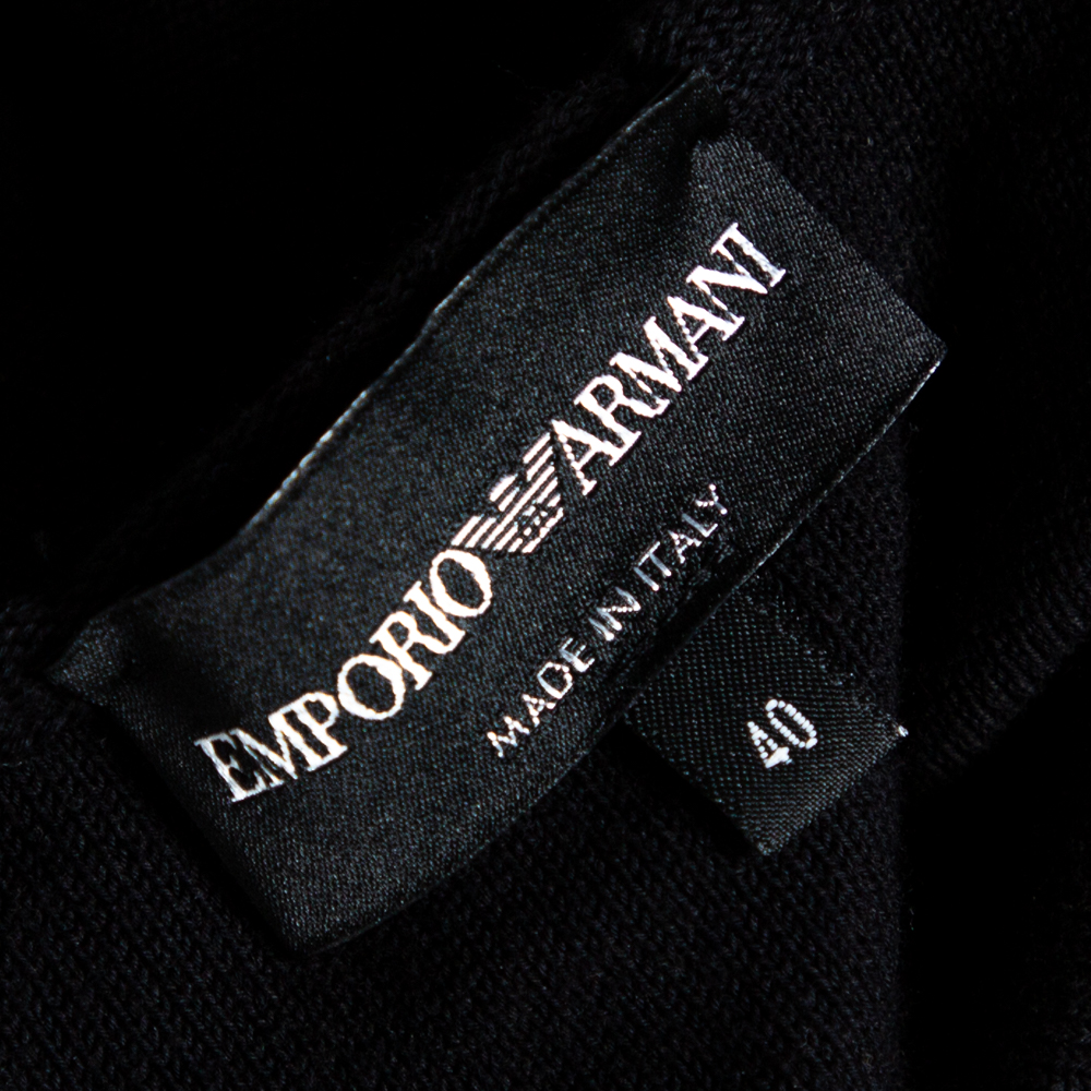 Emporio Armani Navy Blue & Black Knit Crossback Detail Tank Top S