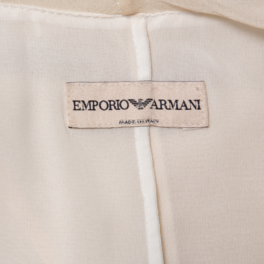 Emporio Armani Cream Silk Ruffle Detail Mini Dress M