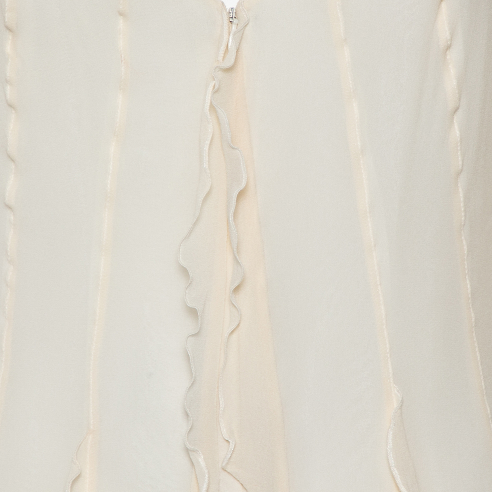 Emporio Armani Cream Silk Ruffle Detail Mini Dress M
