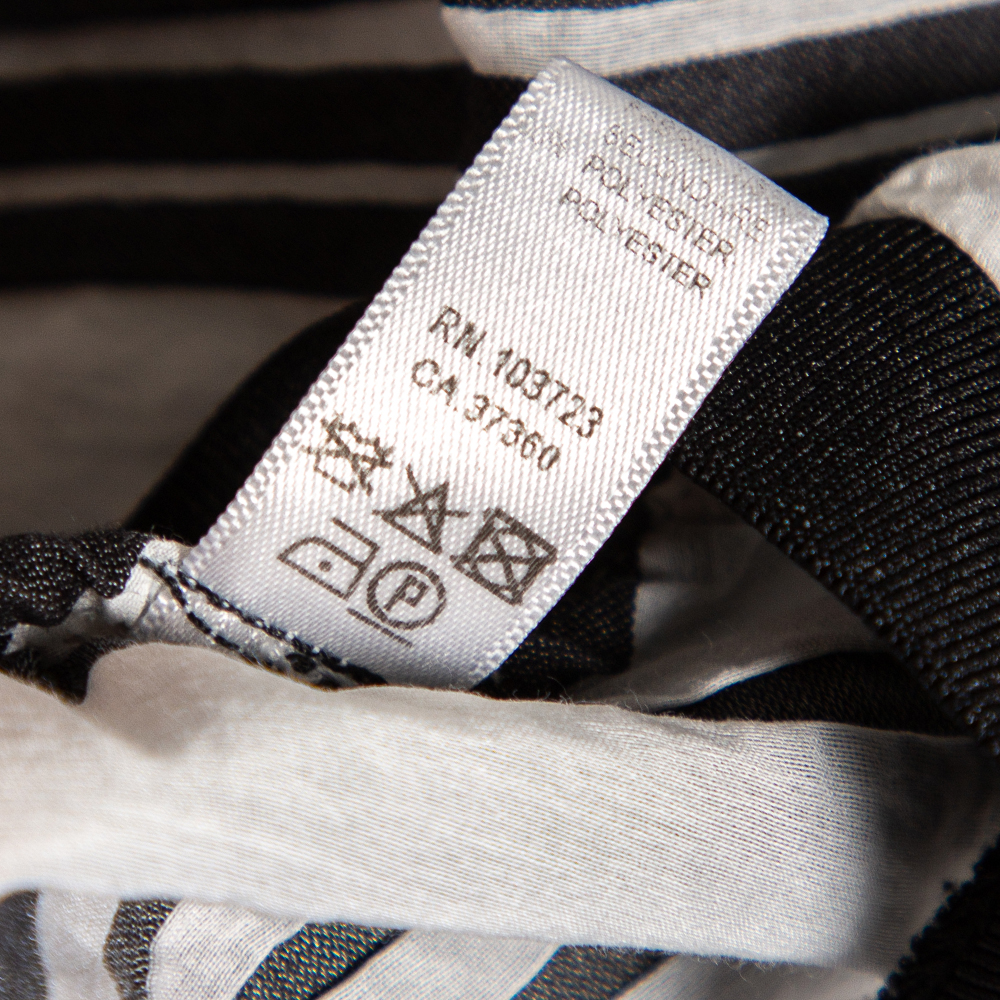 Emporio Armani White Cotton & Silk Striped Detail T-Shirt L