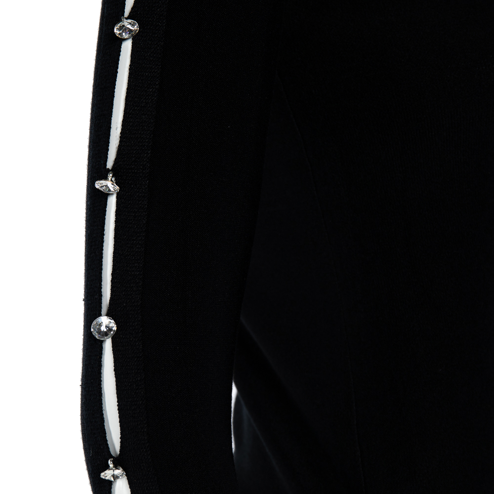 Emporio Armani Black Silk Knit Crystal Detail Long Sleeve Top M