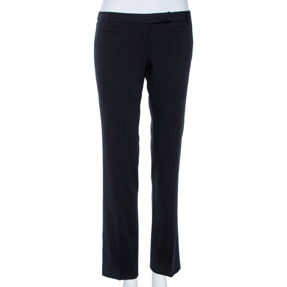 Emporio Armani Black Wool Tapered Leg Trousers S