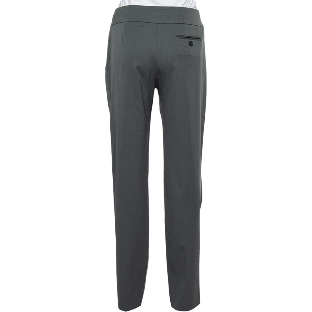 Emporio Armani Grey Wool Pleated Detail Trousers M
