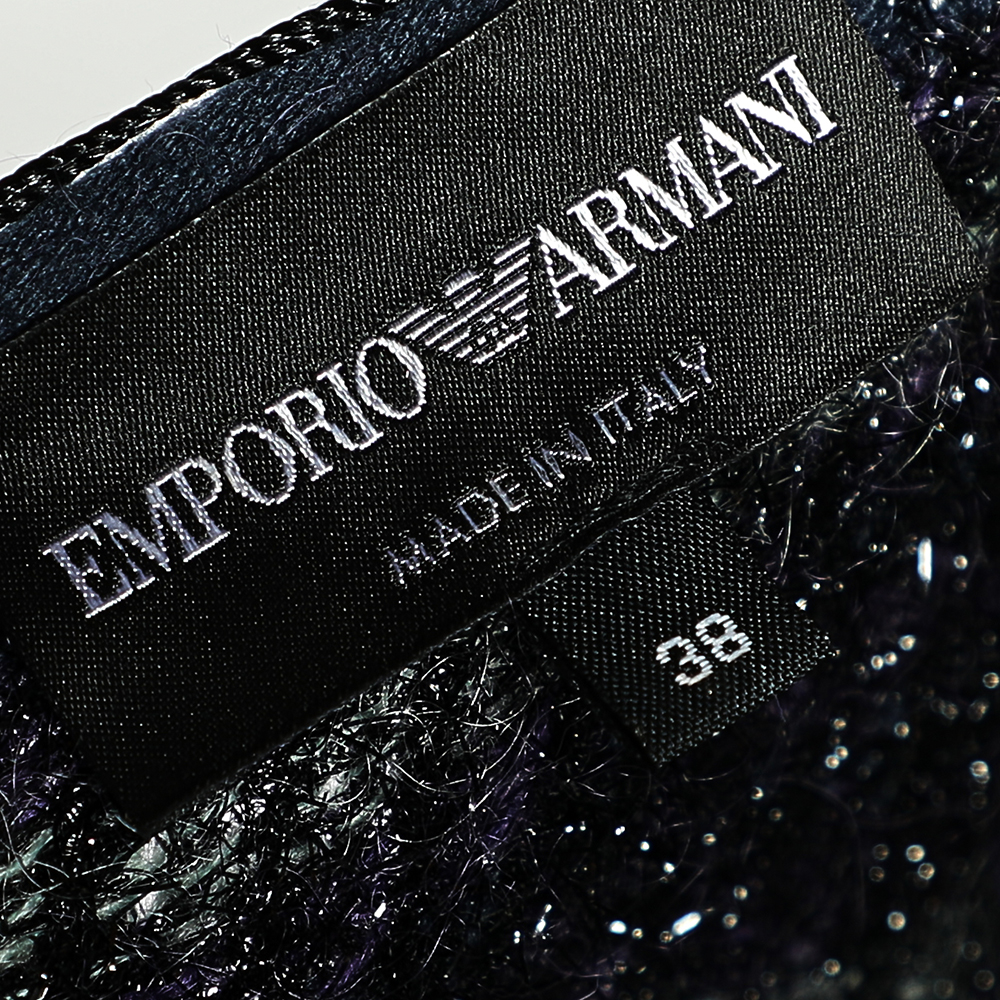 Emporio Armani Multicolor Patterned Lurex Knit Button Front Top S