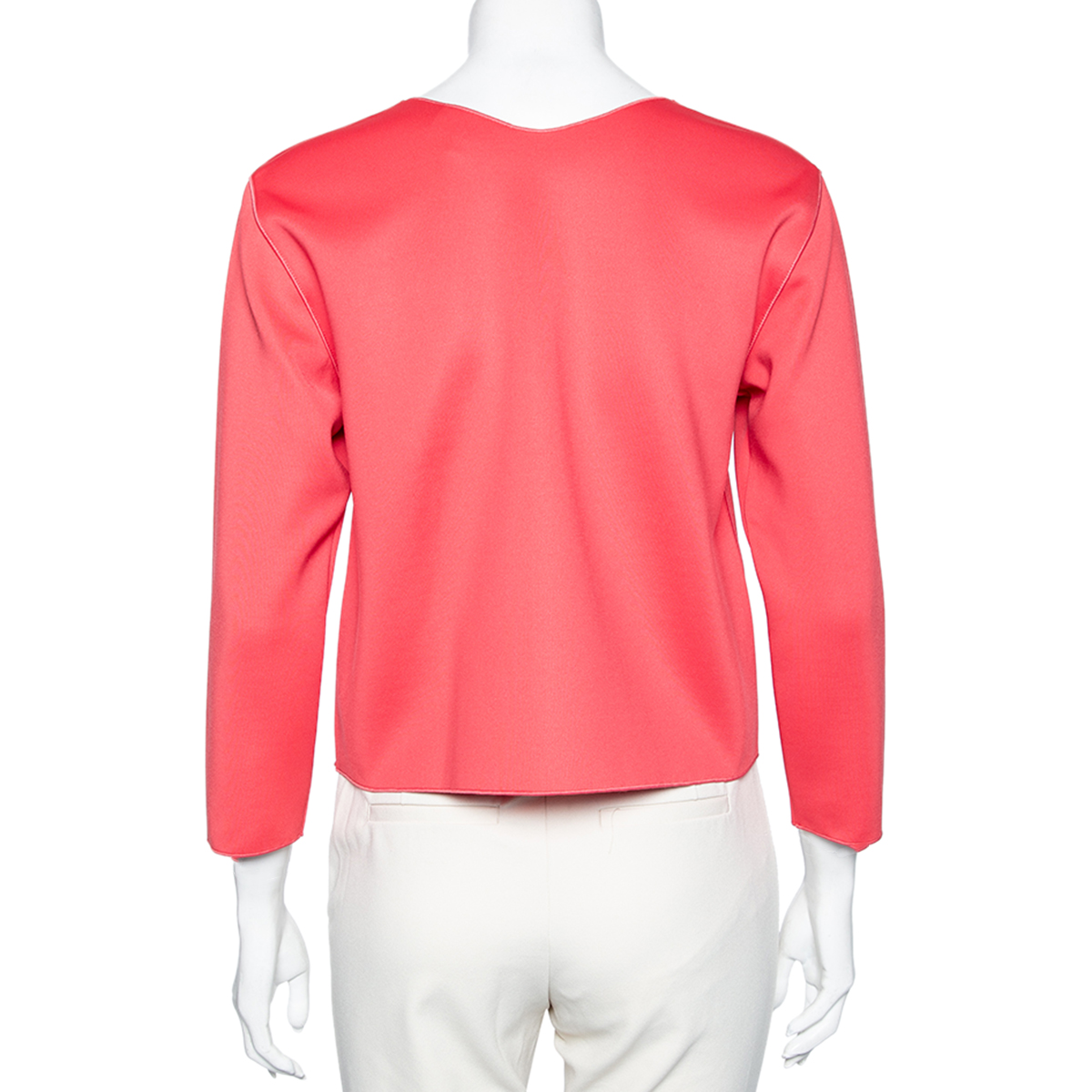 Emporio Armani Pink Jersey Logo Embossed Long Sleeve Top M