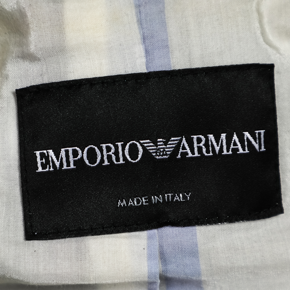 Emporio Armani Blue & White Striped Cotton Cropped Blazer M
