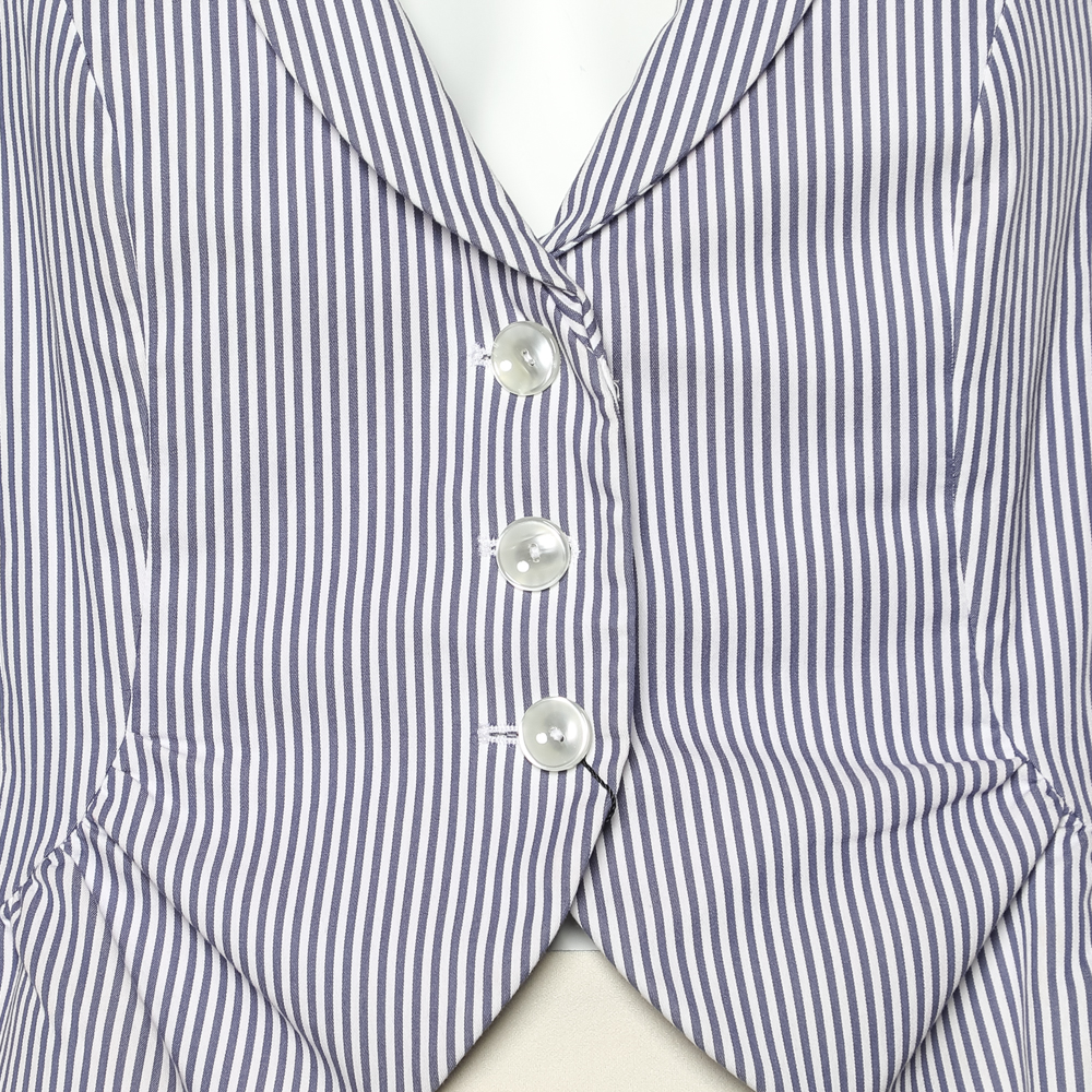 Emporio Armani Blue & White Striped Cotton Cropped Blazer M