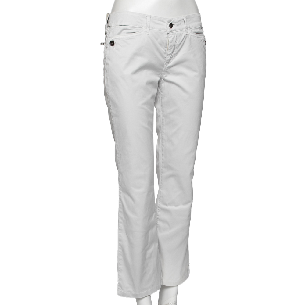 Emporio Armani  White Cotton Regular Fit Pants M