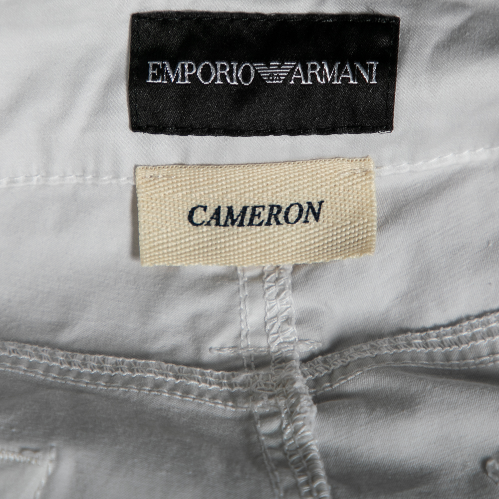 Emporio Armani  White Cotton Regular Fit Pants M