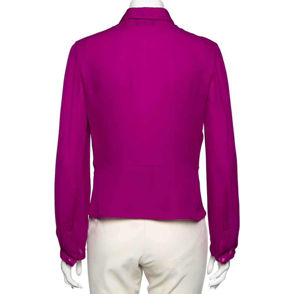 Emporio Armani Purple Silk Button Front Blouse L
