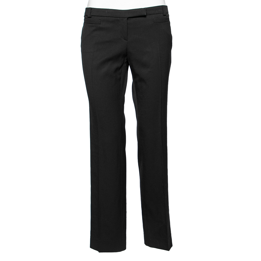 Emporio Armani Black Wool Straight Fit Trousers M