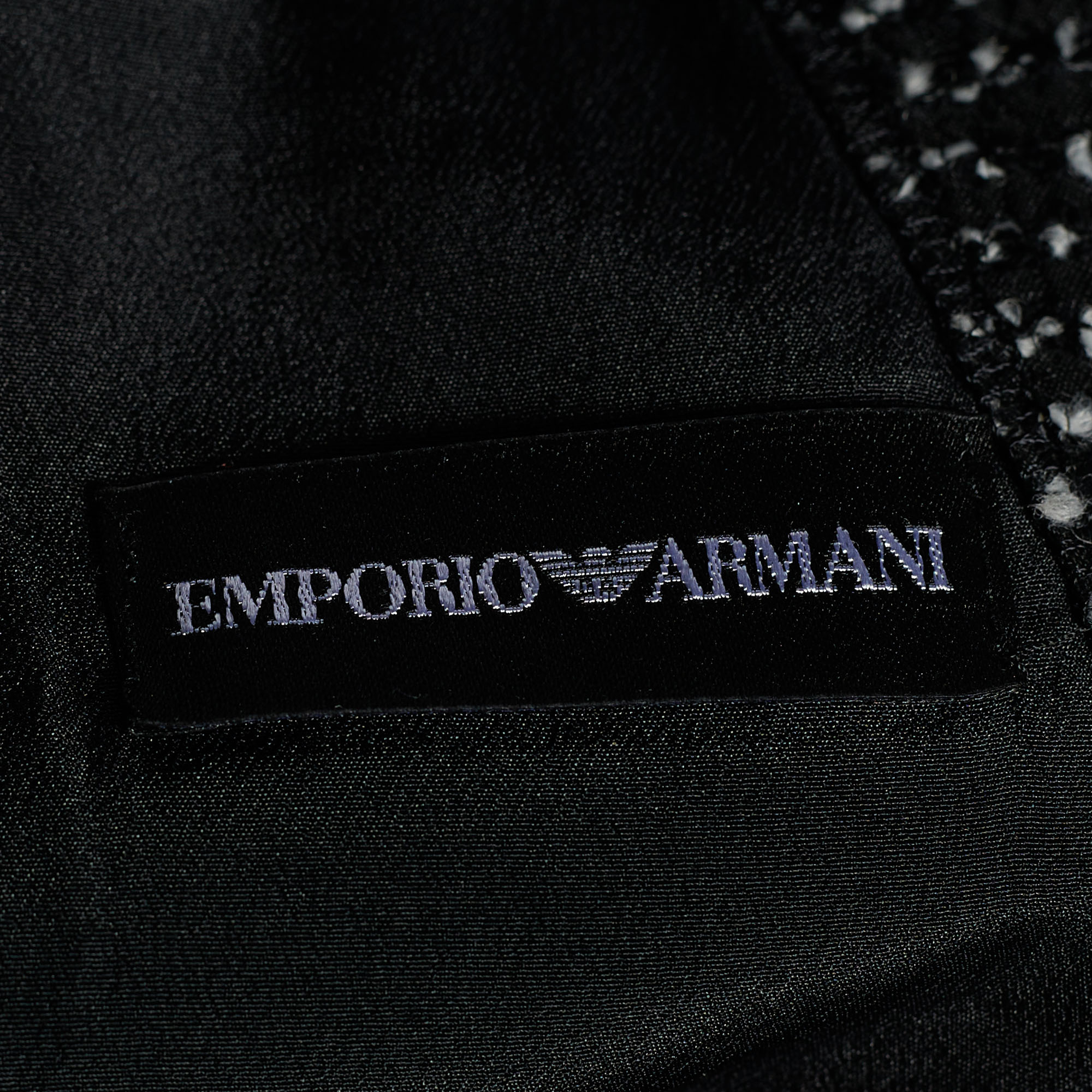 Emporio Armani Black Patterned Wool & Crepe Maxi Dress S