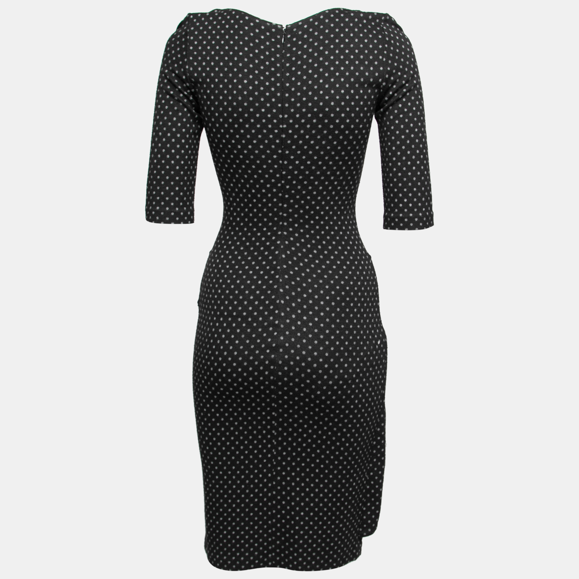 

Emporio Armani Black Knit Polka Dots Ruffle Detail Midi Dress