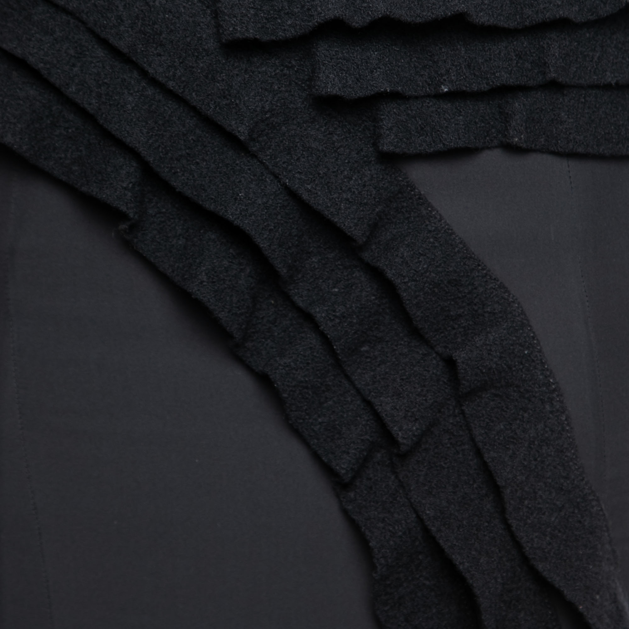 Emporio Armani Black Silk & Wool Ruffle Trimmed Skirt S