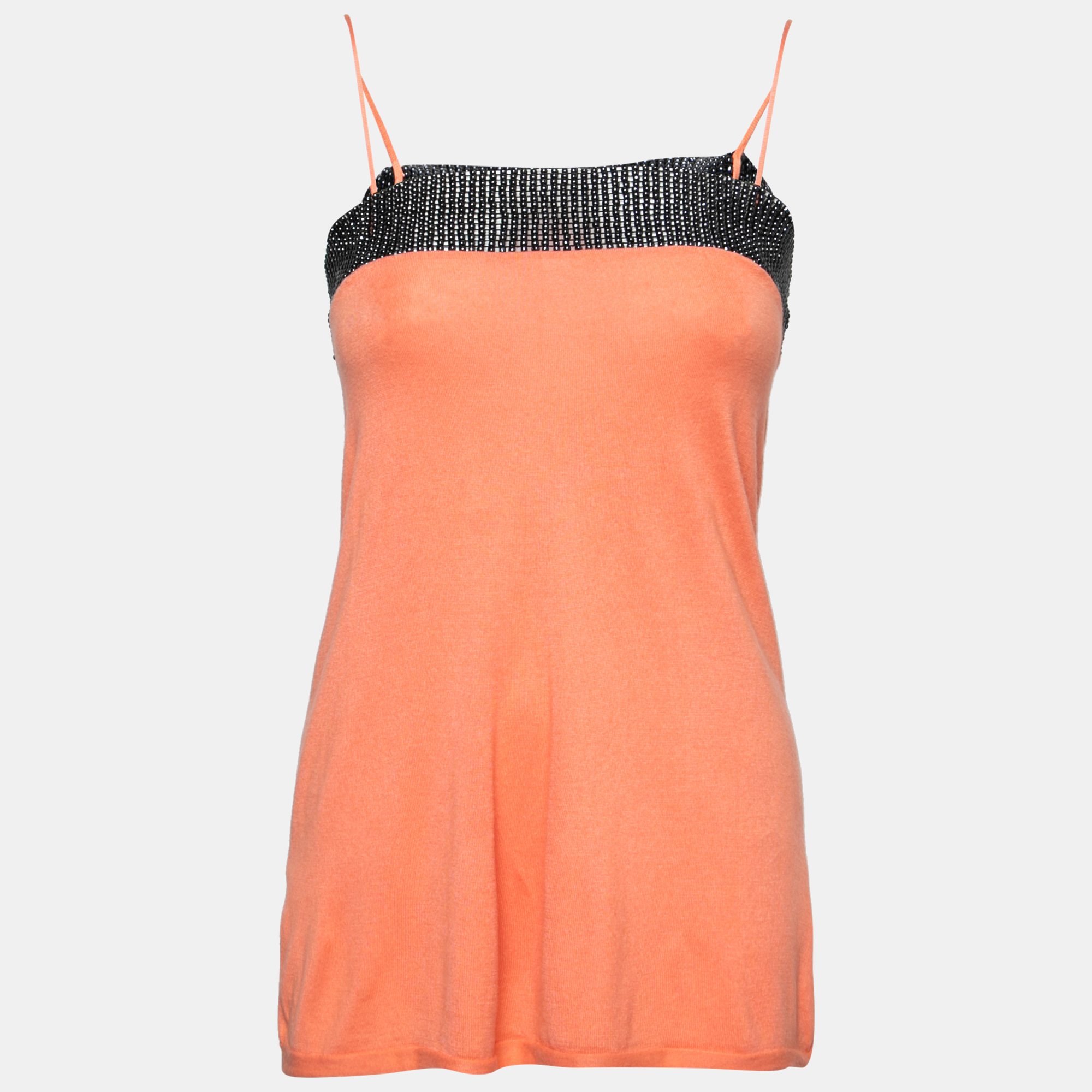 Emporio armani orange beaded detail sleeveless knit top s