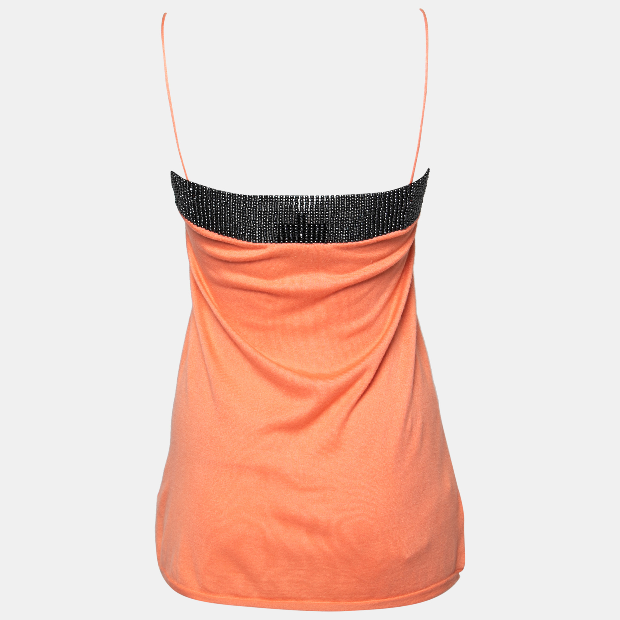 Emporio Armani Orange Beaded Detail Sleeveless Knit Top S