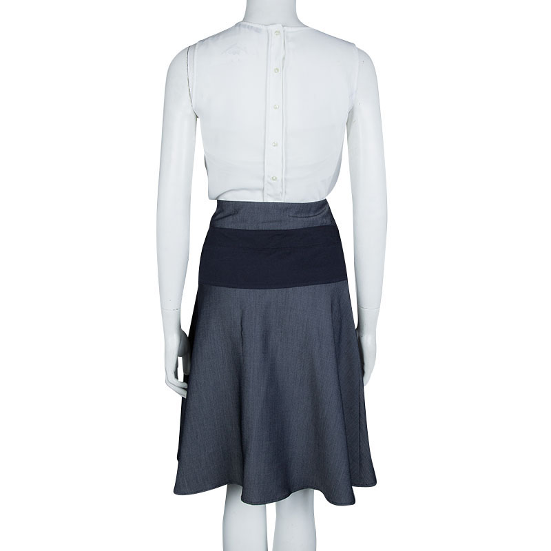 Emporio Armani Indigo Contrast Waist Panel Detail A-line Skirt M