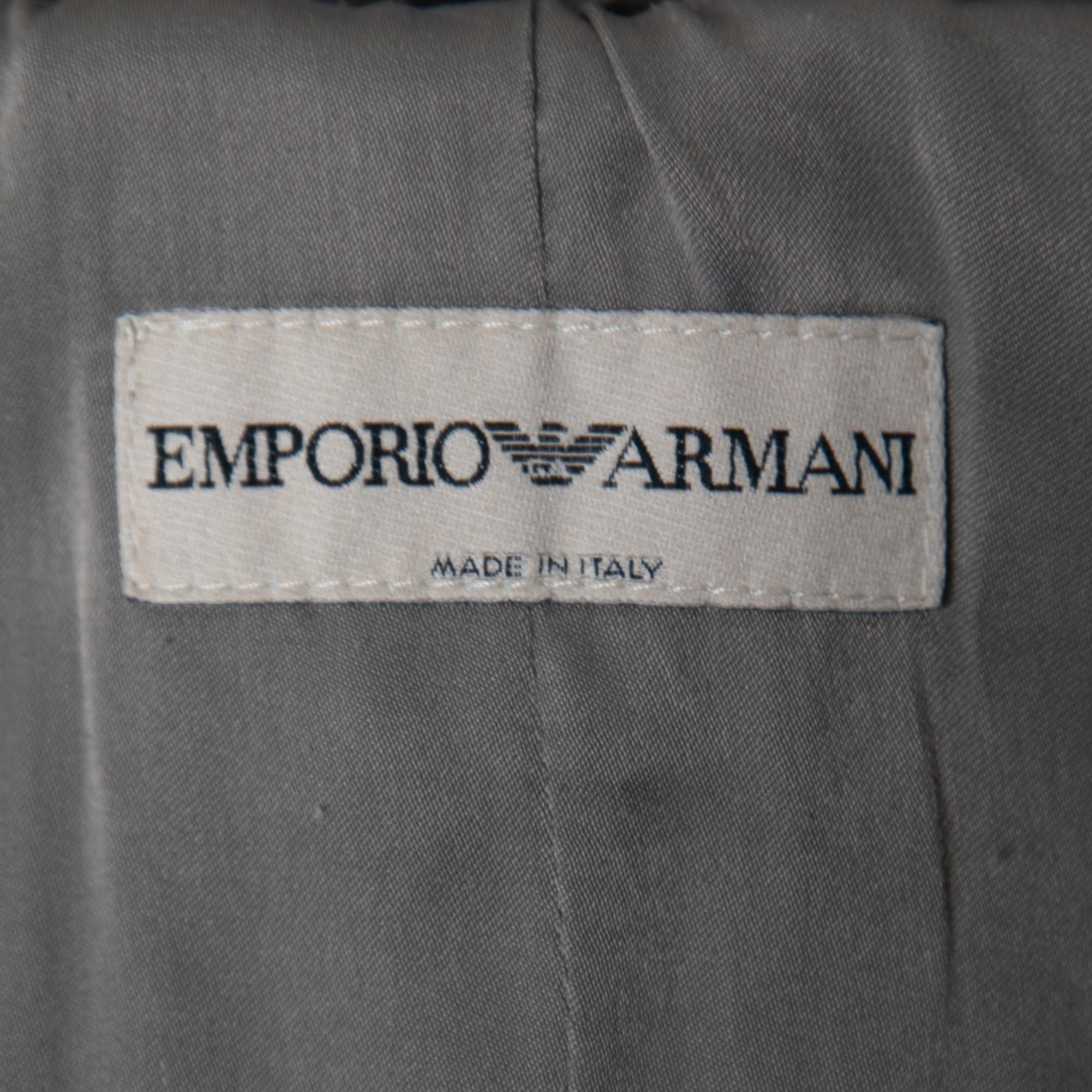 Emporio Armani Grey Floral Embroidered Button Front Jacket M
