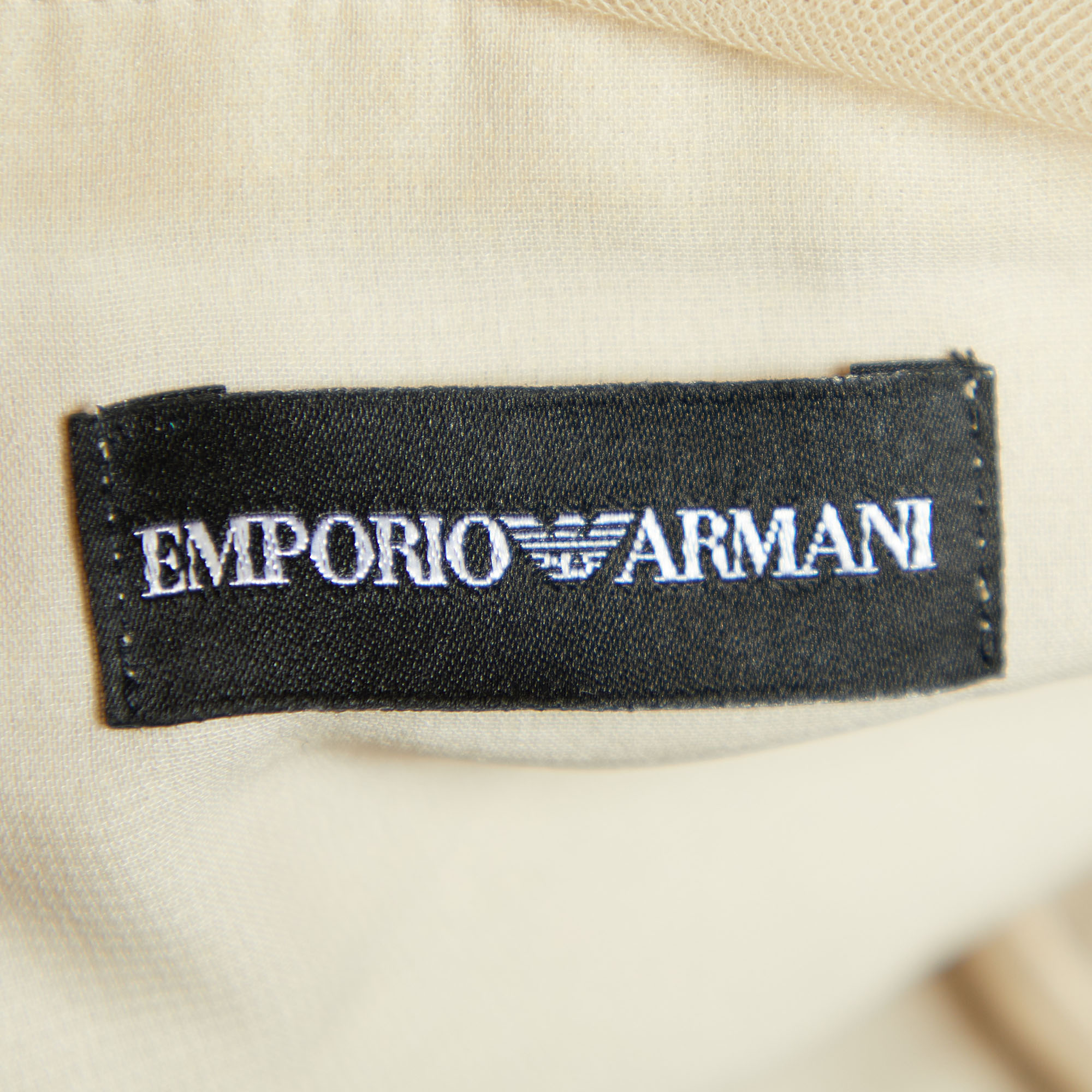 Emporio Armani Beige Mesh Embellished Crop Top M