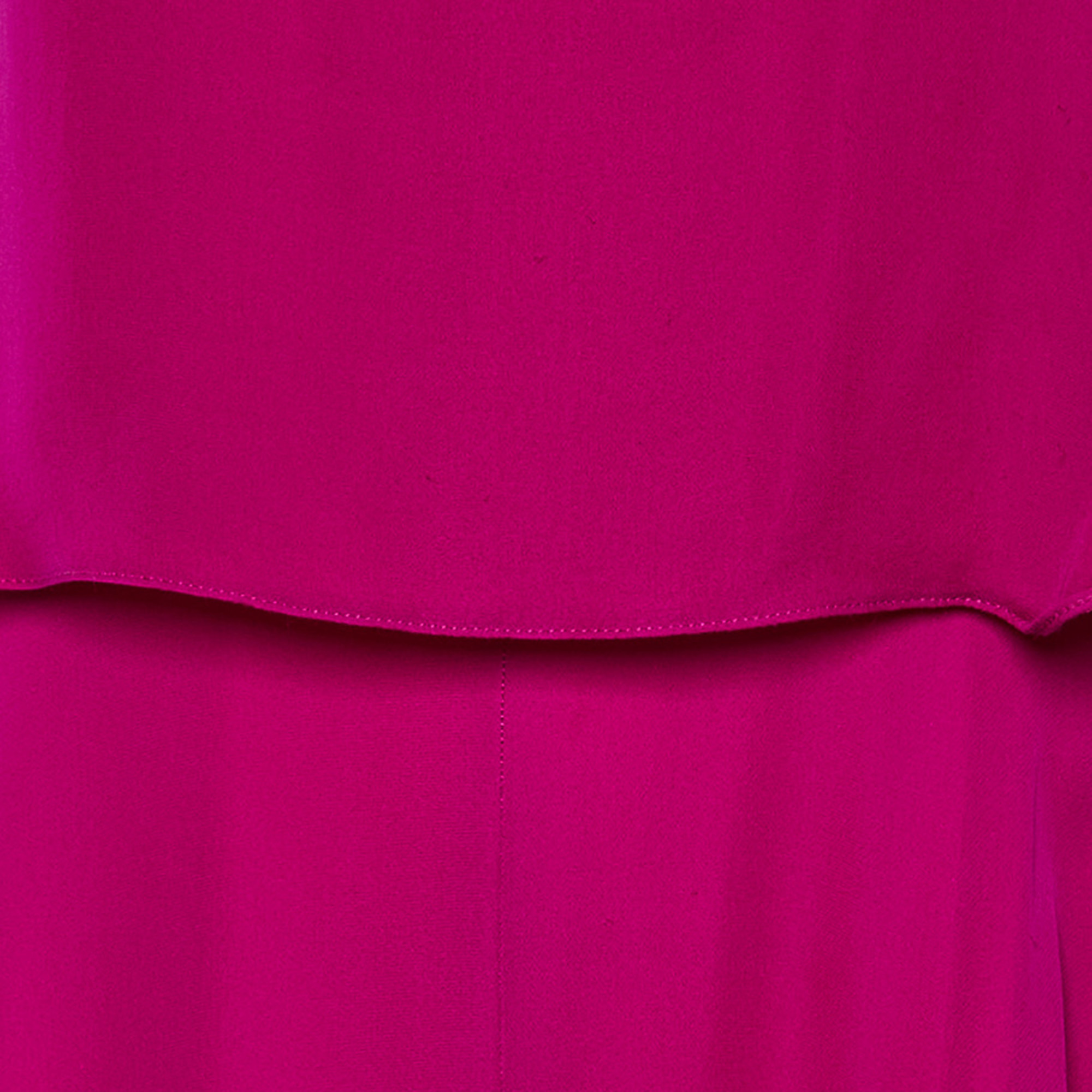 Emporio Armani Purple Silk Ruffle Overlay Detail Sleeveless Maxi Dress M