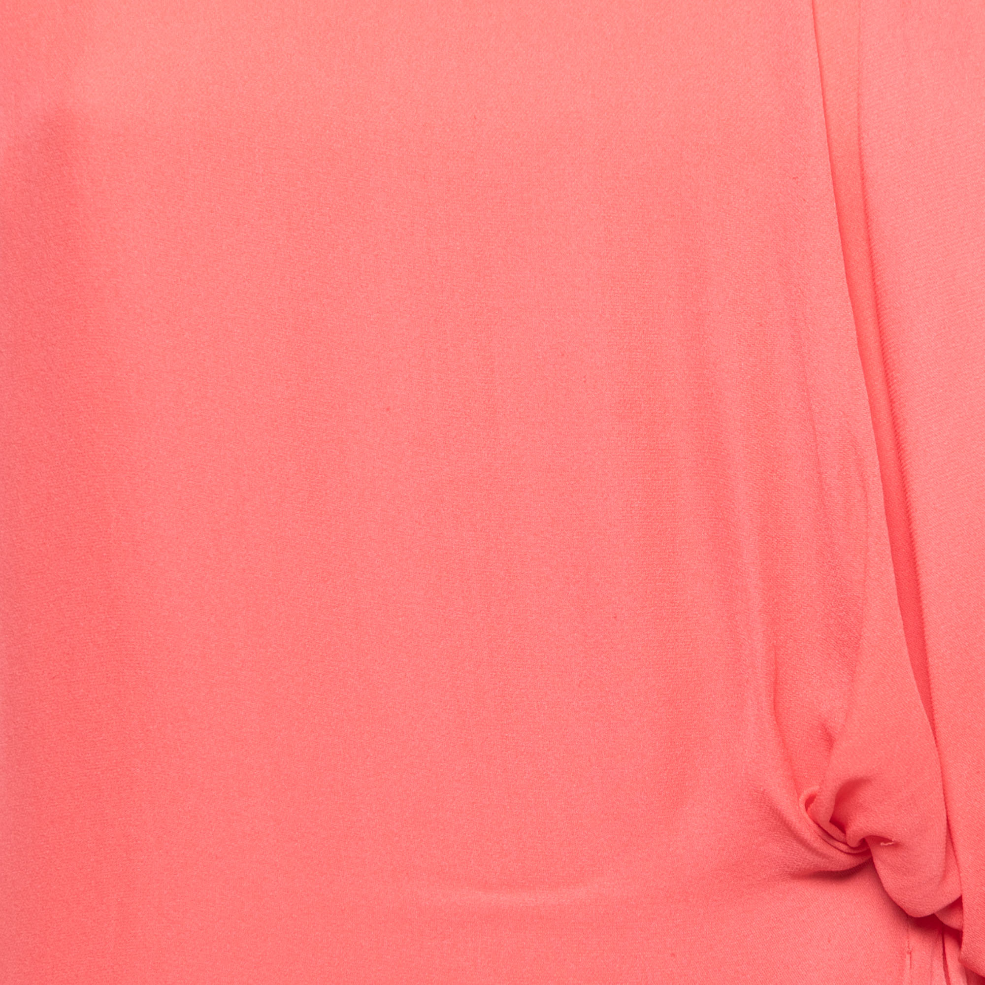 Emporio Armani Salmon Pink Silk Draped Detail Midi Dress M