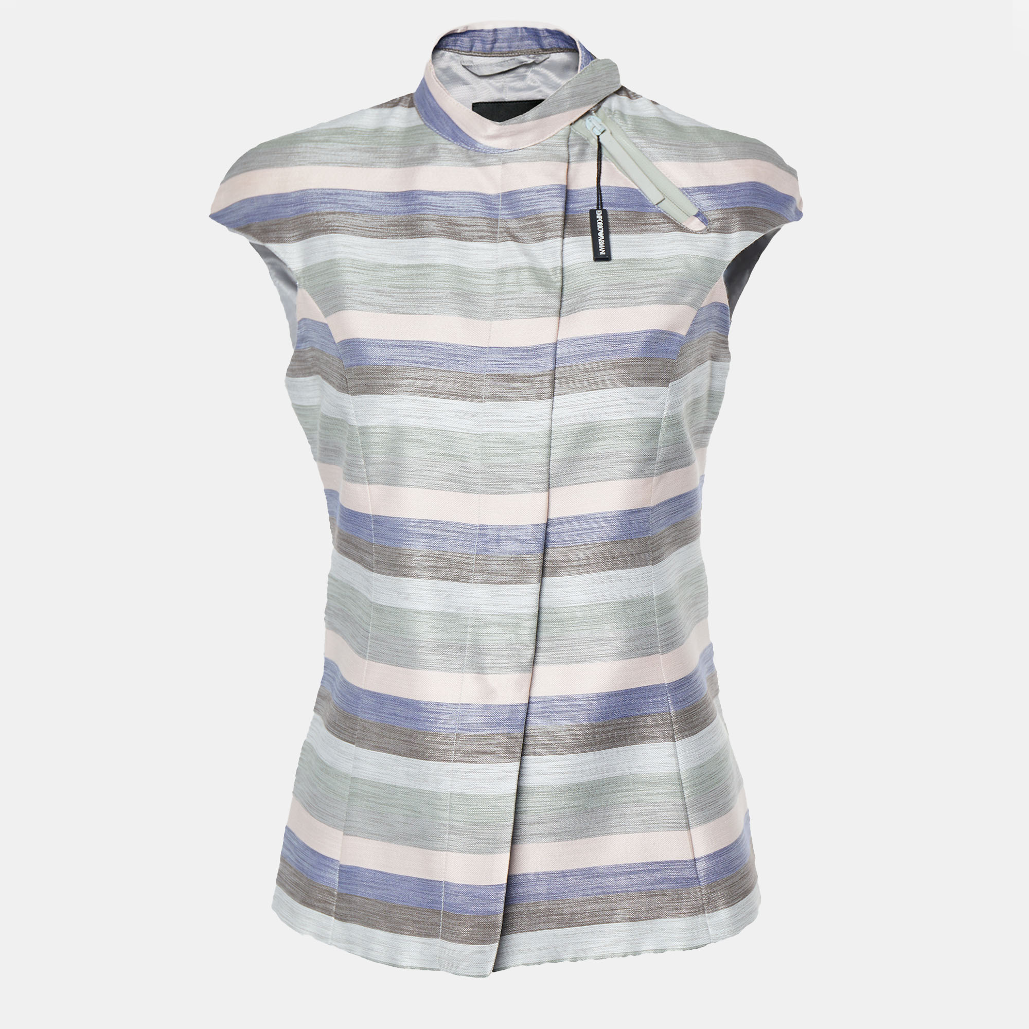 Emporio armani multicolor striped cotton sleeveless vest s