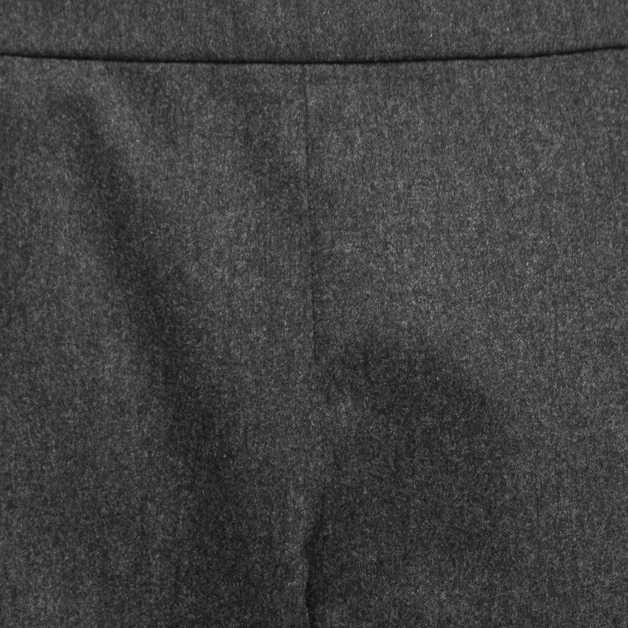 Emporio Armani Charcoal Grey Wool Elastic Waist Trousers M