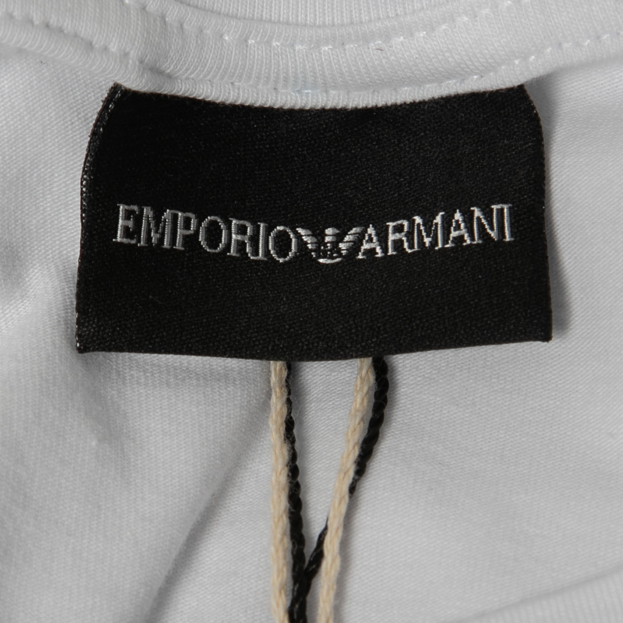 Emporio Armani White Logo Printed Cotton Crew Neck T-Shirt XL