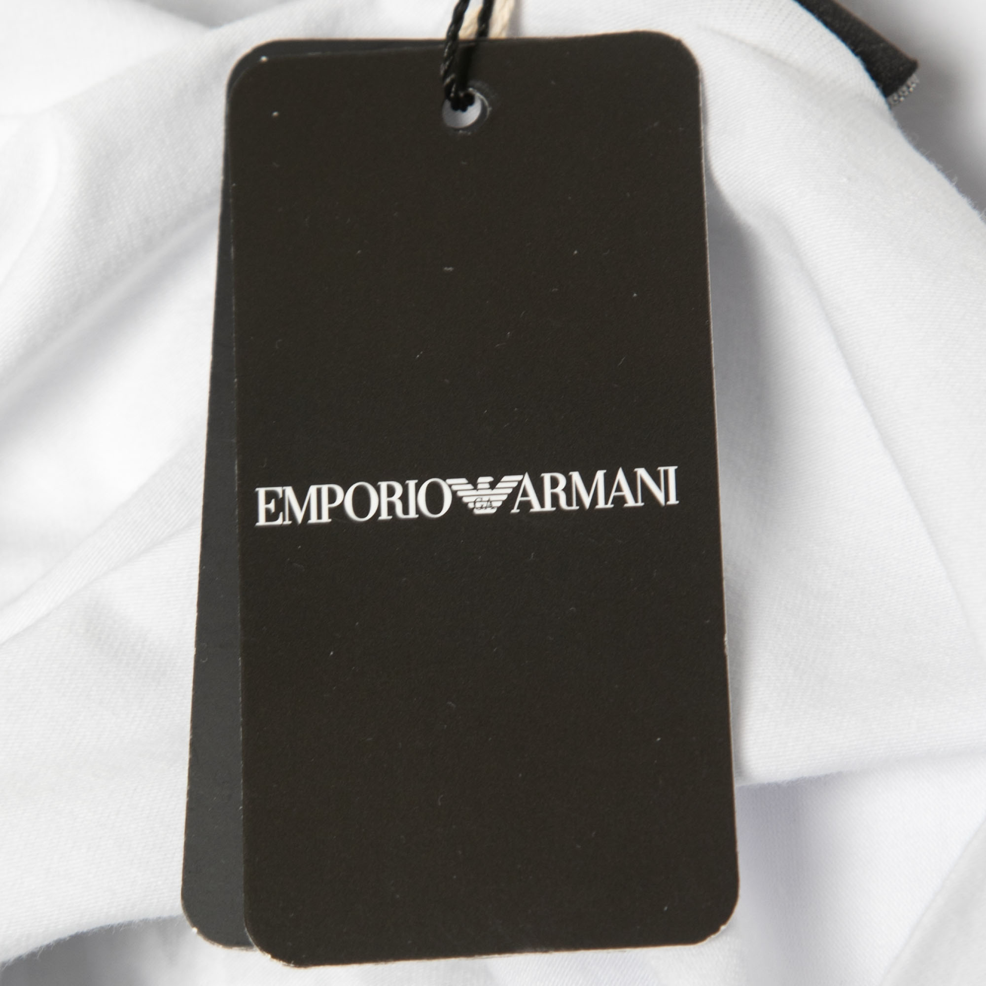 Emporio Armani White Logo Printed Cotton Crew Neck T-Shirt XL