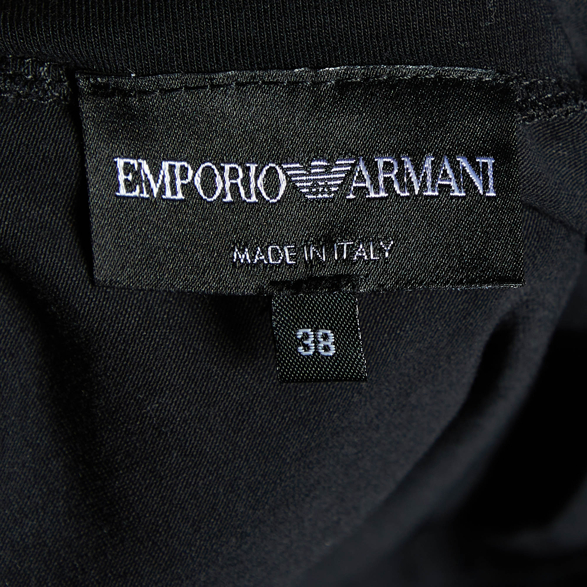 Emporio Armani Black Printed Cotton Knit T-Shirt S
