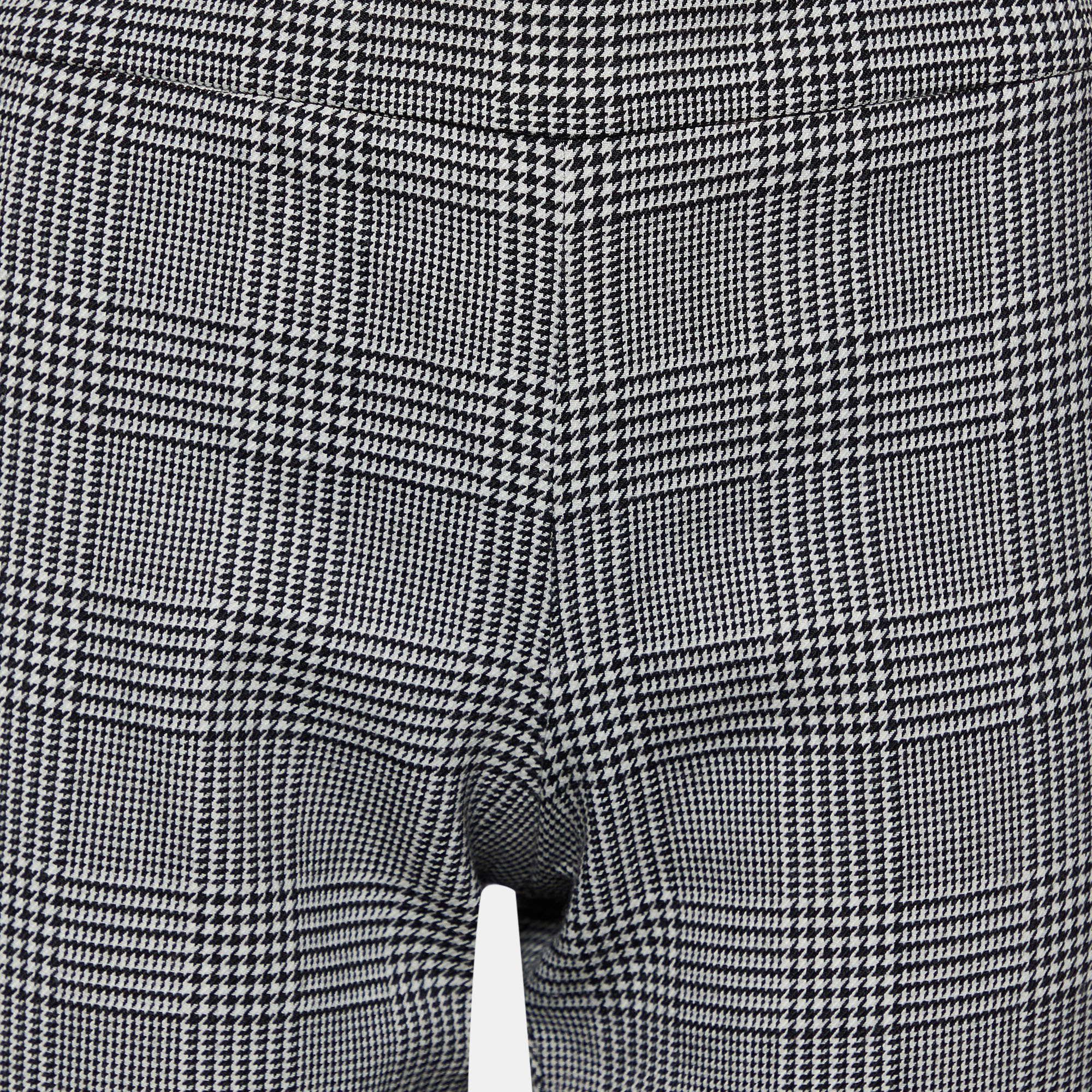 Emporio Armani Black Houndstooth Pattern Wool & Cotton Pants M