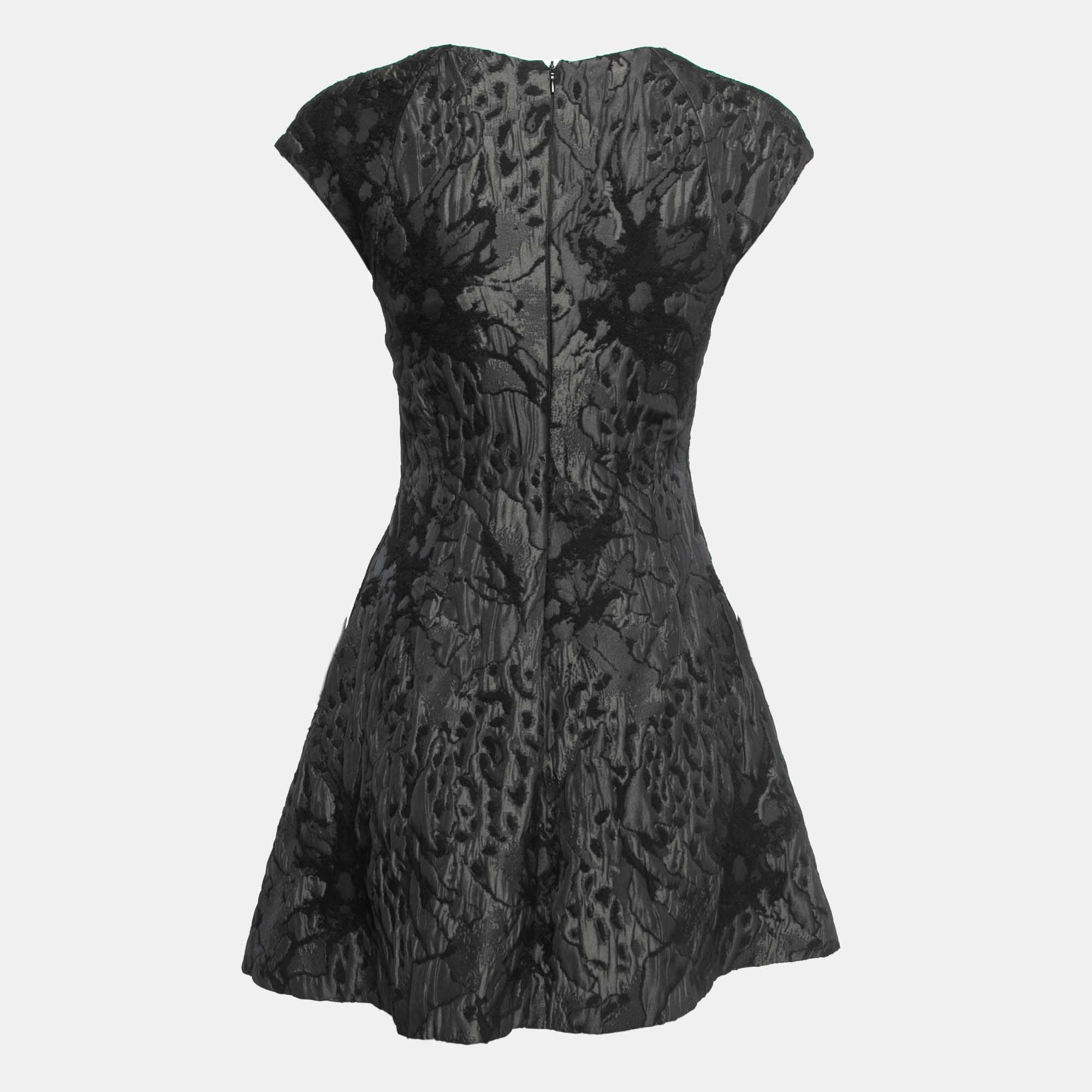 

Emporio Armani Black Jacquard Knit Flared Mini Dress